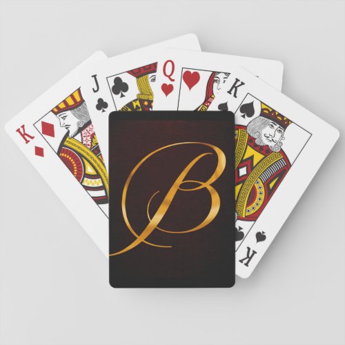 Golden letter B in vintage design Playing Cards