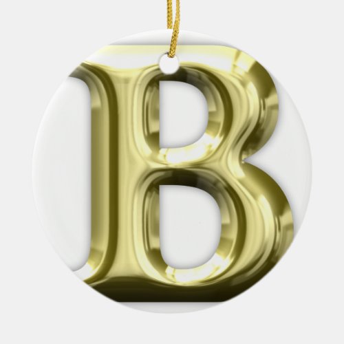 Golden Letter B Shiny Alphabet Ceramic Ornament