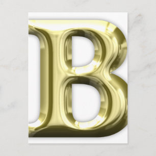 Golden Letter B Shiny Alphabet Postcard