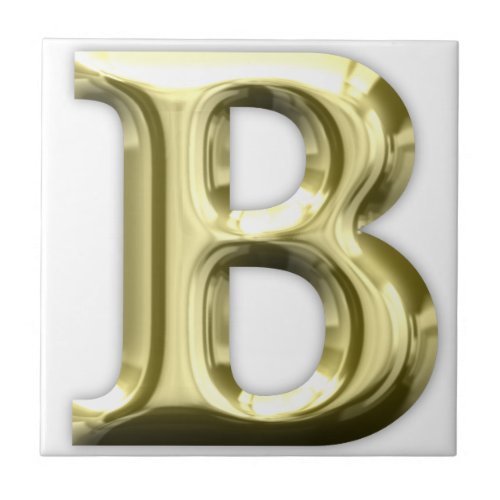 Golden Letter B Shiny Alphabet Tile