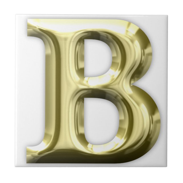 Golden Letter B Shiny Alphabet Tile (Front)