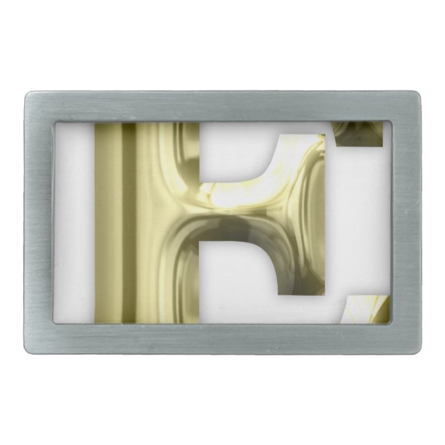 Golden Letter E Shiny Gold Alphabet Belt Buckle (Front)