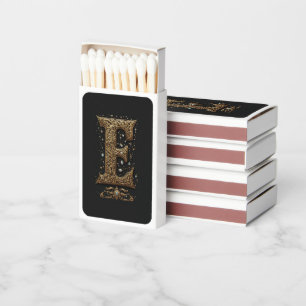 Golden Letter E With Gemstones Baroque Embellishme Matchboxes