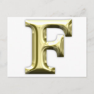 Golden Letter F Shiny Gold Alphabet Postcard