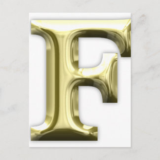 Golden Letter F Shiny Gold Alphabet Postcard