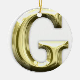 Golden Letter G Shiny Gold Alphabet Ceramic Ornament