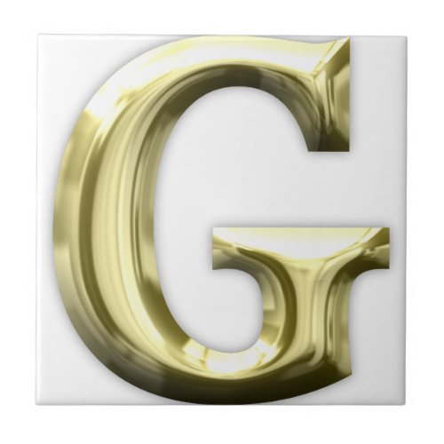 Golden Letter G Shiny Gold Alphabet Ceramic Tile