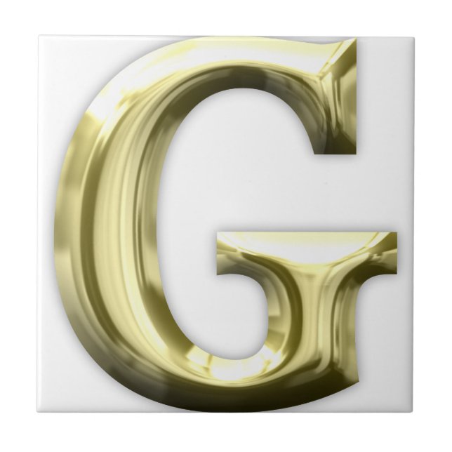 Golden Letter G Shiny Gold Alphabet Ceramic Tile (Front)
