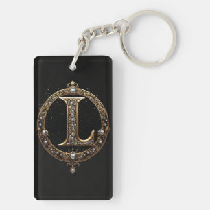 Golden Letter L With Gemstones Baroque Embellishme Keychain