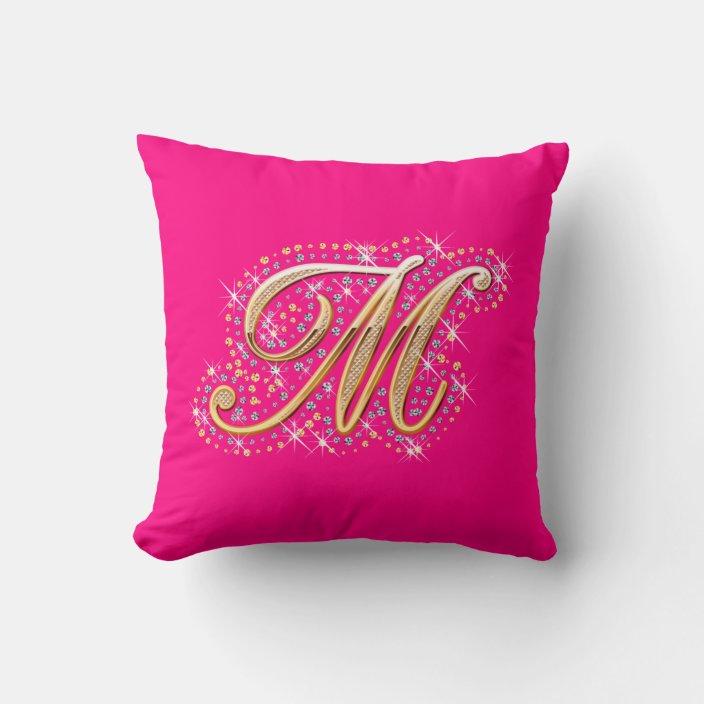 Golden Letter M Pillow
