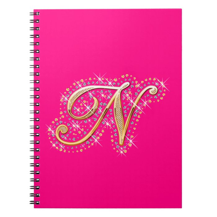 Golden Letter N   Notebook