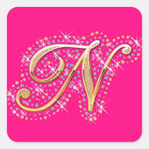 Golden Letter N - Sticker