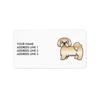 Golden Lhasa Apso Cute Cartoon Dog &amp; Custom Text Label