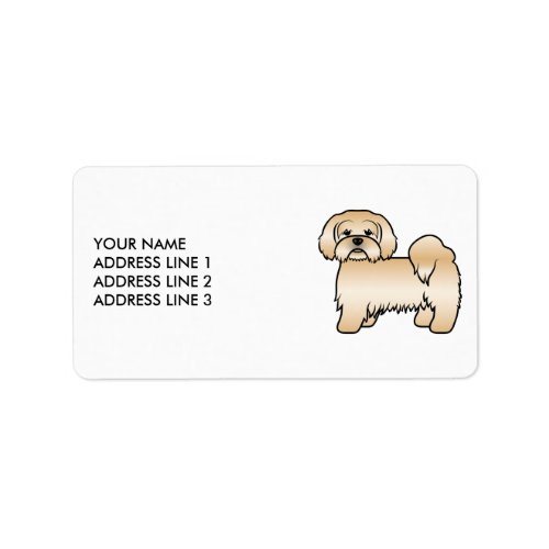 Golden Lhasa Apso Cute Cartoon Dog  Custom Text Label