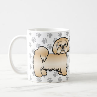 Golden Lhasa Apso Cute Cartoon Dog Illustration Coffee Mug