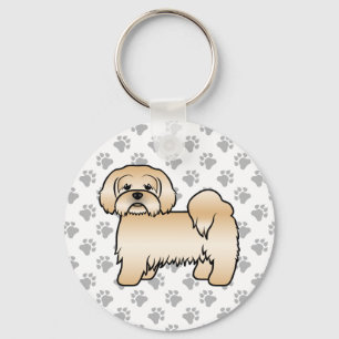 Golden Lhasa Apso Cute Cartoon Dog Illustration Keychain