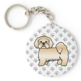 Golden Lhasa Apso Cute Cartoon Dog Illustration Keychain