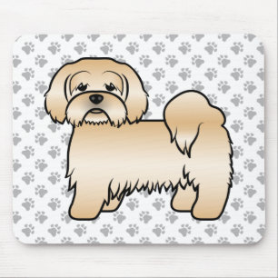Golden Lhasa Apso Cute Cartoon Dog Illustration Mouse Pad