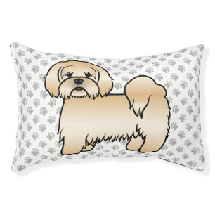 Golden Lhasa Apso Cute Cartoon Dog Illustration Pet Bed