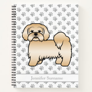 Golden Lhasa Apso Cute Cartoon Dog &amp; Name Notebook