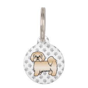 Golden Lhasa Apso Cute Cartoon Dog & Pet's Info Pet ID Tag