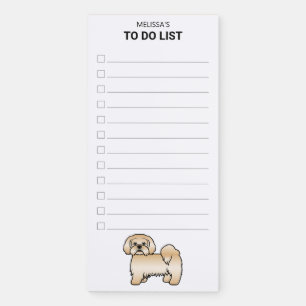 Golden Lhasa Apso Cute Cartoon Dog To Do List Magnetic Notepad