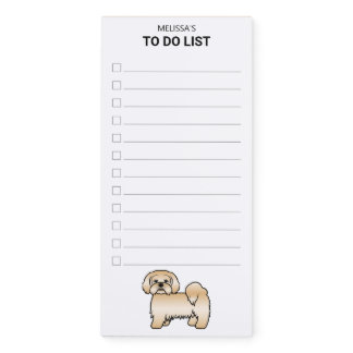 Golden Lhasa Apso Cute Cartoon Dog To Do List Magnetic Notepad