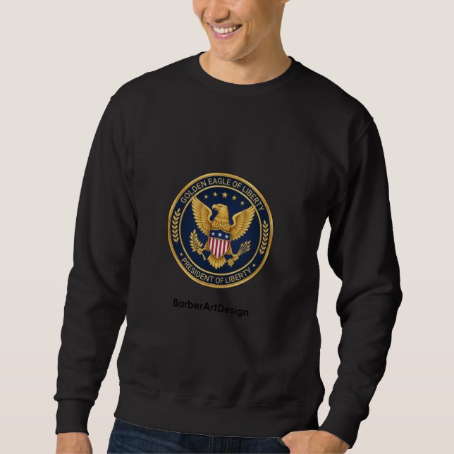Golden Liberty Eagle - Premium Patriotic Barber Sw Sweatshirt (Front)