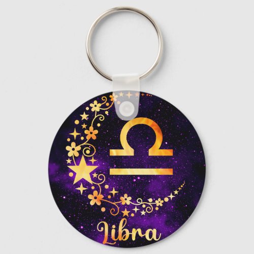 Golden Libra Zodiac Keyring