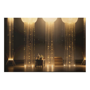 Golden Light Curtain Wood Wall Art