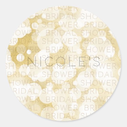 Golden Light Gold Glam Modern ANY EVENT  TEXT Classic Round Sticker