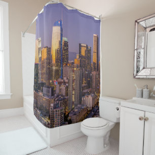 Golden Light Los Angeles Skyline Shower Curtain