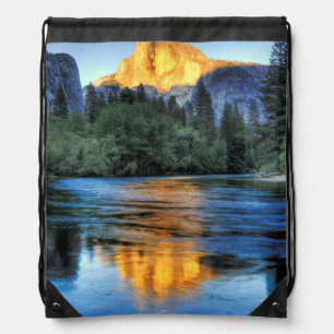 Golden Light on Half Dome Drawstring Bag