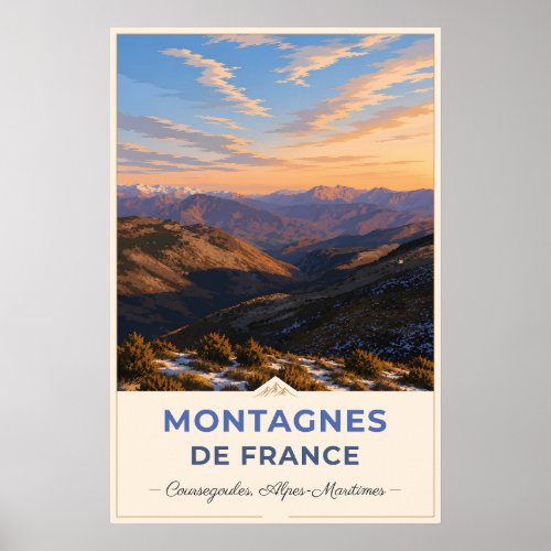 Golden Light Over the French Alps – Coursegoules Poster