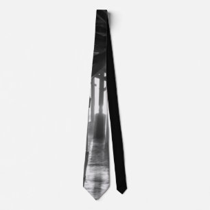 Golden Light Shines Through Grayscale Neck Tie
