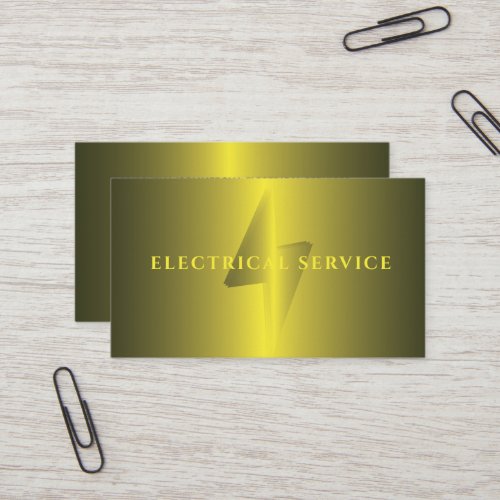 Golden Lightening Business Card For Electricians 