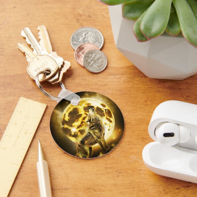 Golden Lightning Wolf Keychain (Desk)