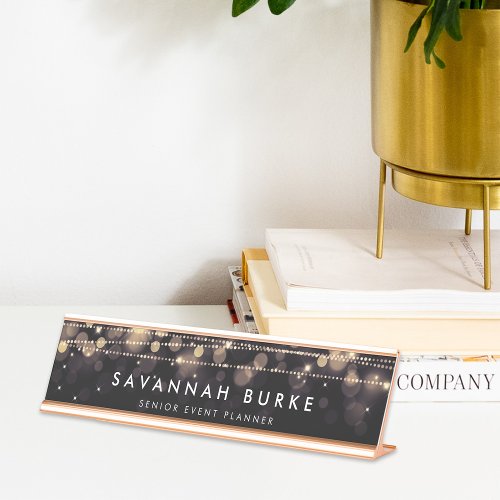 Golden Lights Desk Name Plate