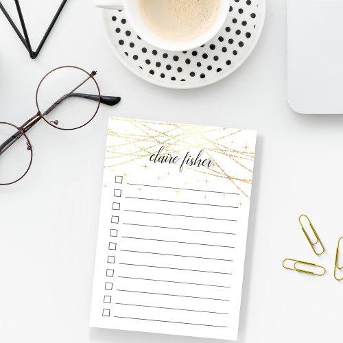 Golden Lights Personalized To Do List Post_it Notes