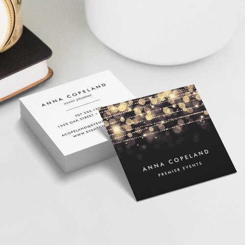 Golden Lights Square Business Card