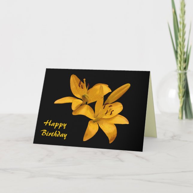 Golden Lilies Birthday Card (Front)