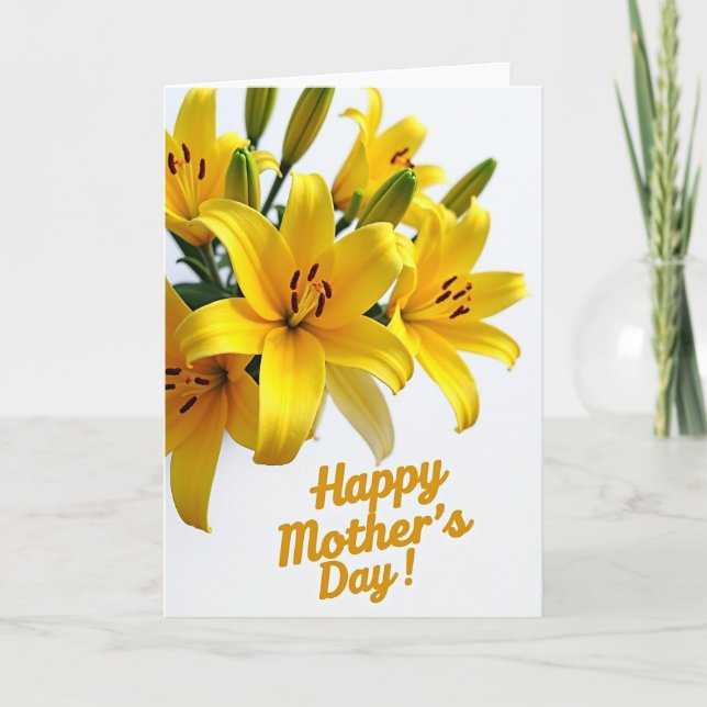 Golden Lilies Mothers Day Card (Front)