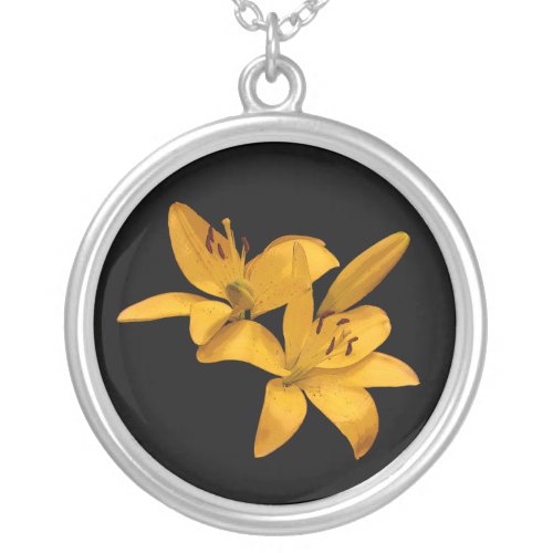 Golden Lilies Silver Plated Necklace