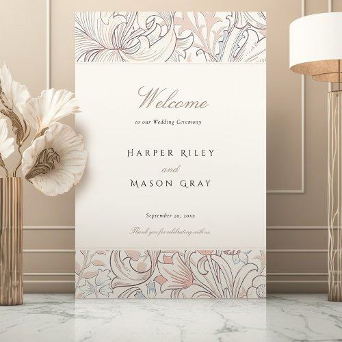 Golden Lilies Wedding Welcome Sign William Morris