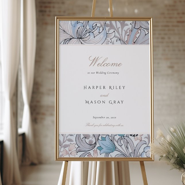 Golden Lilies Wedding Welcome Sign William Morris (Creator Uploaded)