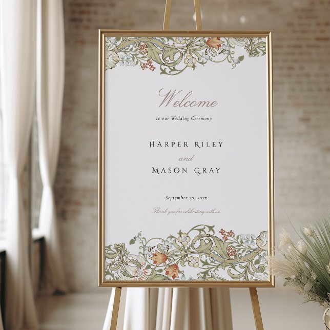 Golden Lilies Wedding Welcome Sign William Morris (Creator Uploaded)