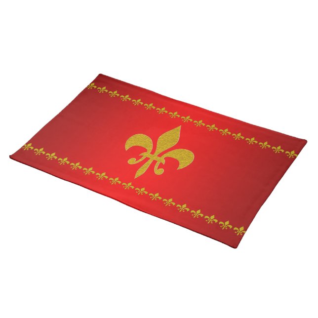 Golden Lily Border + your text & background Placemat (On Table)