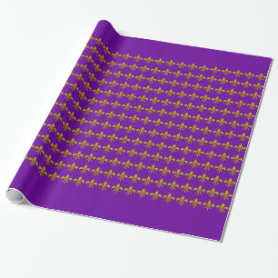 Golden Lily Border + your text & background Wrapping Paper