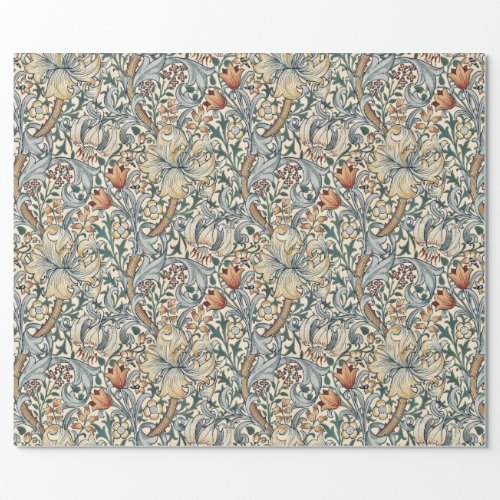 GOLDEN LILY IN SUMMER HAZE _ WILLIAM MORRIS WRAPPING PAPER