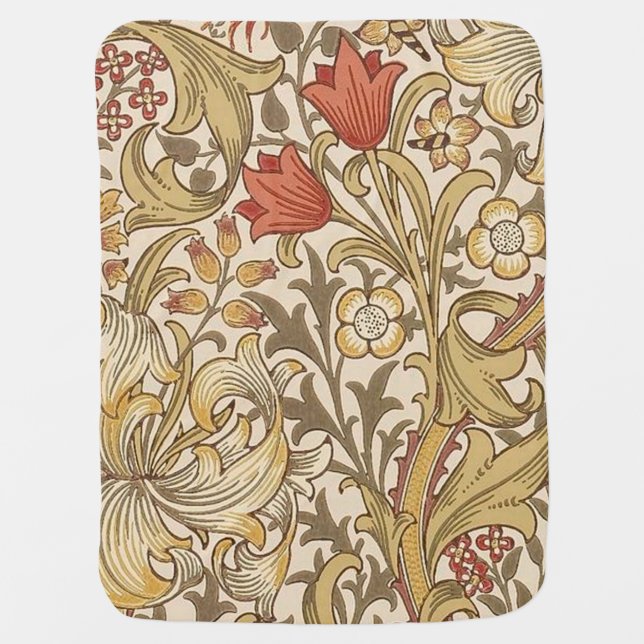 Golden Lily Pattern Version 2 By William Morris Baby Blanket (Front)